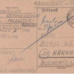 All.Bes. - (20) Munster (Lager) 3.10.45 Kriegsgefangenenkarte n. Hannover