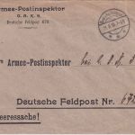 DR - Armee-Postinspektor AOK 9 Dzt. Feldpost 670 Heeressache/Feldpostbrief 1918