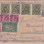 DR-Infla - 1,50 M. Postreiter Ganzsache+Zusatz (400 M.-Tarif) Georgensgmünd 1923