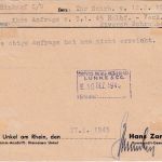 DR - 6 Pfg. AH Firmenkarte Unkel (Rhein) 28.2.45 n. Witten a/R - US-Zensur !