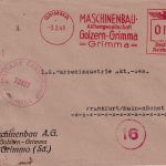 DR - 12 Pfg. AFS Maschinenbau Golzern Firmenbrief 3.3.45 n. FFM - US-Zensur !