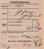 Bayern - Würzburg Bhf 20/5 (1875) Briefpost-Aufgabeschein f. Chargebrief