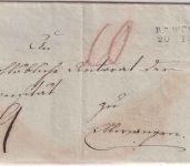 Bayern/Württemberg - R3 Würzburg 20. JUN 1816 L2 Portobrief n. Ellwangen