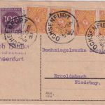 DR-Infla - 4x5 M. Posthorn u.a. Karte Ochsenfurt - Ergoldsbach 24. JUL 23
