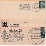 DR - Würzburg 1936 "Besucht die Zeltlager..." Firmenkarte n. Nürnberg