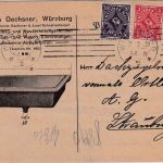 DR-Infla - 20+3+2+ M. Posthorn illustr. Firmenkarte Würzburg - Straubing 7.2.23