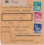 Bizone - 50+20+5 Pfg. Bauten Paketkarte Rimpar ü. Würzburg - Darmstadt 1948