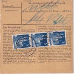 Bizone - 2x80+3x5 Pfg. Bauten Paketkarte Remlingen - Darmstadt 13.10.48