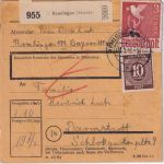 All.Bes. - 3 M. Taube u.a. Paketkarte Remlingen - Darmstadt 7.5.48