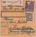 All.Bes. - 2 M. Taube u.a. Paketkarte Remlingen - Frankfurt a/M. 22.5.48