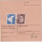 BRD - 100+70 Pfg. I&T unfreie Nachnahme-Paketkarte Würzburg - Achstetten 1979