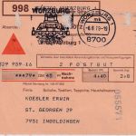 BRD - 100+70 Pfg. I&T unfreie Nachnahme-Paketkarte Würzburg - Ingoldingen 1979