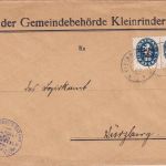 DR-Infla - 2x30 Pfg. By-Abschied/DR Dienstbrief Kleinrinderfeld - Würzburg 1920