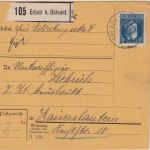 Bayern - 20 Pfg. Ludwig Soldaten-Paketkarte Erlach b. Ochsenfurt 7.12.16