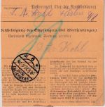DR - 2x5 M./75 Pfg. Germania u.a. Wertpaketkarte Rottendorf - FFM 7.6.22