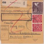 All.Bes. - 2 M. Taube u.a. Paketkarte Remlingen - FFM-Eschersheim 16.6.48