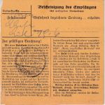 All.Bes. - 2 M. Taube u.a. Paketkarte Remlingen - FFM-Eschersheim 16.6.48