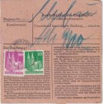 Bizone - 3x90+10 Pfg. Bauten Paketkarte Würzburg 2 (Land) - Darmstadt 4.10.48
