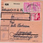Bizone - 2x90+20 Pfg. Bauten Paketkarte Rottendorf - Darmstadt 4.10.48