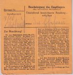 Bizone - 2x50 Pfg. Bauten Paketkarte Remlingen - Darmstadt 30.9.48