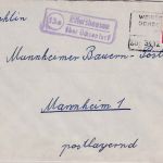 BRD - (13a) Rittershausen ü Ochsenfurt Landpost-Ra2 + Bahnpost-Ra4 Brief 12.1.59