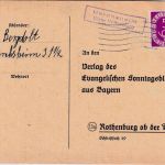 BRD -Herchsheim ü. Würzburg Landpost-Ra2 Drucksachenkarte 31.12.53 n. Rothenburg