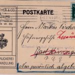 Bayern - "Adressat in Bad Kissingen unbekannt" L1 illustr. Firmenkarte 1914