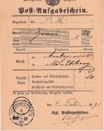 Bayern - Würzburg I Post-Anw. 4. FEB 91 K1 Postaufgabeschein f. Postanweisung