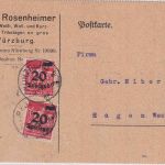 DR-Infla - 2x20 Tsd./12 M. Schnitter Firmenkarte Würzburg 4.9.23 n. Hagen