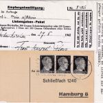 DR - 3x1 Pfg. AH Drucksachenkarte/Liebesgaben-Paket-Bestätigung Würzburg 1942