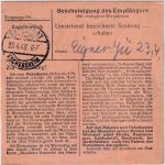 All.Bes. - 1 M. Taube u.a. Paketkarte Würzburg 3 - FFM-Eschersheim 23.4.48