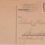 Bizone - 4 Pfg. Bauten Bücherzettel Würzburg - München 1951