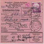 BRD - 40 Pfg. Heuss Postanweisung n. ITALIEN Würzburg - Misano-Adriatico 22.7.55