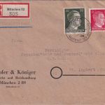 DR - München 12 6.3.45 Einschreibebrief n. St. Ingbert (15.3.1945 !!)