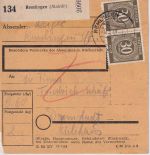 All.Bes. - 2x30 Pfg. Ziffer Paketkarte Remlingen - Darmstadt 20.5.48