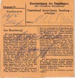 All.Bes. - 2x30 Pfg. Ziffer Paketkarte Remlingen - Darmstadt 20.5.48