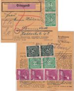 All.Bes. - 5x84 Pfg. Ziffer u.a. Dringend-Paketkarte Geichsheim ü. Ochsenfurt