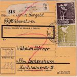 All.Bes. - 2+1 M. Taube Paketkarte Bieberehren ü. Ochsenfurt - FFM 11.4.48