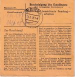 All.Bes. - 2 M. Taube u.a. Paketkarte Geroldshausen - Rothenkirchen 18.6.48