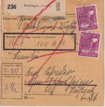 All.Bes. - 2x40 Pfg. Arbeiter Wertpaketkarte Remlingen - FFM 1.6.48