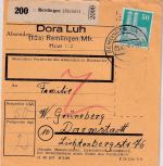 Bizone - 50 Pfg. Bauten Paketkarte Remlingen - Darmstadt 5.10.48