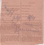 Bizone - 90 Pfg. Bauten Nachnahme-Paketkarte Ochsenfurt - Darmstadt 6.10.48