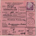 BRD - 40 Pfg. Heuss I Postanweisung n. ITALIEN Würzburg 4 - Brixen 18.7.55
