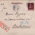 Bayern - 50 Pfg. Luitpold Einschreibbrief (3.Gew.st.) n. HOLLAND Röthenbach 1913