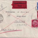 DR - 3x15 Pfg. Hindenburg Wz. Waaben u.a. Eilbrief n. ITALIEN 11.2.34