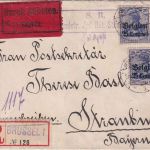 LP Belgien - 3x25+5 C. Germania/Überdruck Eil-Einschreibebrief Brüssel 26.1.15