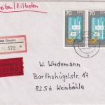 DDR - 2x70 Pfg. RGW-Tagung Eil-Einschreibebrief Dresden - Weinböhla 13.6.89