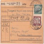 BRD - 90 Pfg. Heuss II + 50 Pfg. Bed. Dt. Paketkarte Groß Solschen ü. Peine 1962