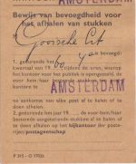 Niederlande - 5 Gld. Juliana Postausweiskarte s'Gravenhage-Rijswijkseweg 1959