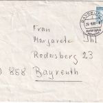 DDR - 35 Pfg. Aufbau/klein Brief Bayreuth "Nachträglich entwertet" 1988
